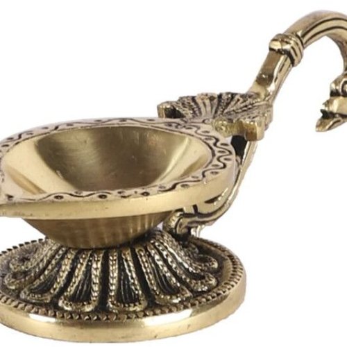 Pure Brass Diya with Swan Handle