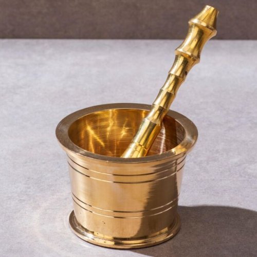 Traditional Pure Brass Mortar and Pestle