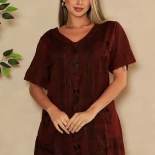 Ladies Maroon Floral Georgette A-Line Short Dress