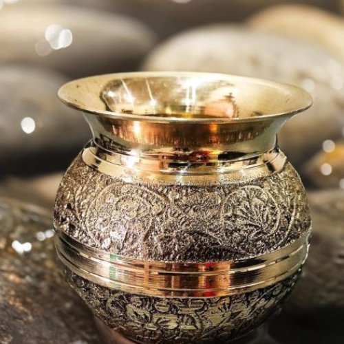 Pure Brass Embossed Designer Lota