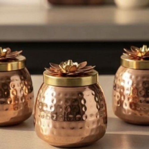 Pure Brass Hammered Finish Dry Fruit Jar