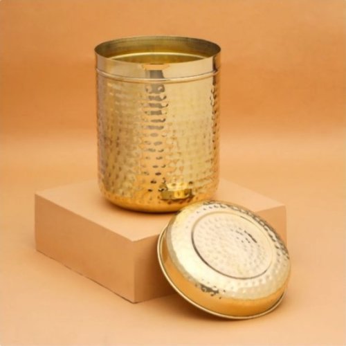 Pure Brass Hammered Storage Container