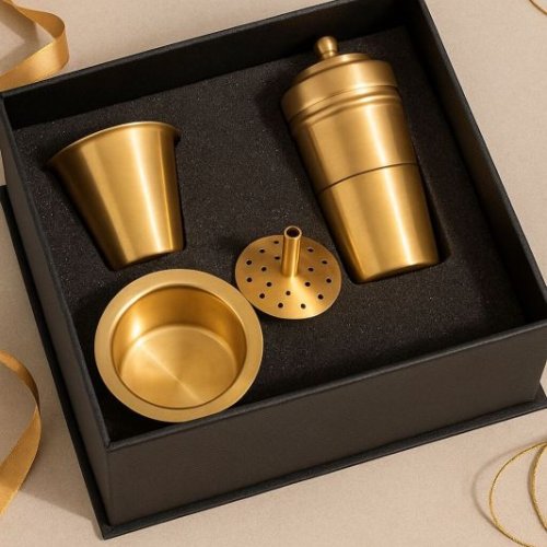 Pure Brass South Indian Coffee Filter Dabara Set