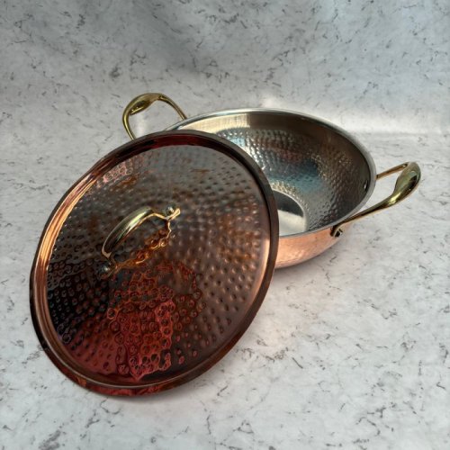 Tin Coated Copper Kadhai With Lid