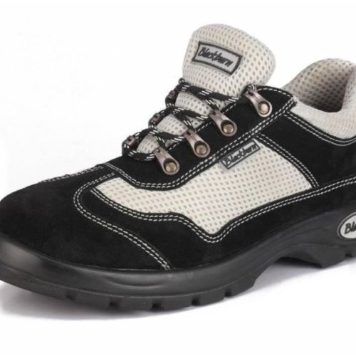 Sporty Leather Safety Shoes 758SD Black