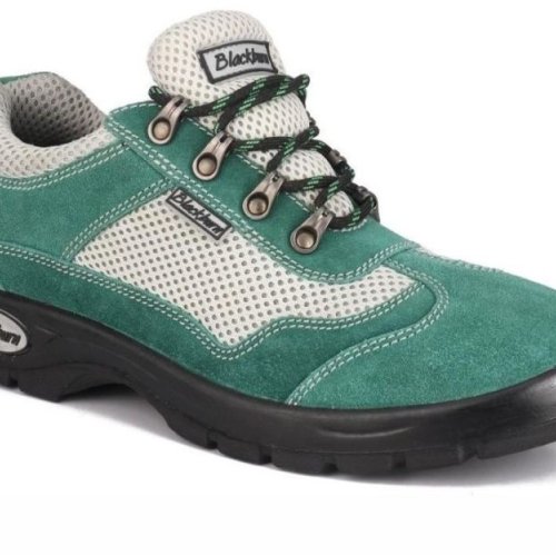 Sporty Leather Safety Shoes 758SD Green