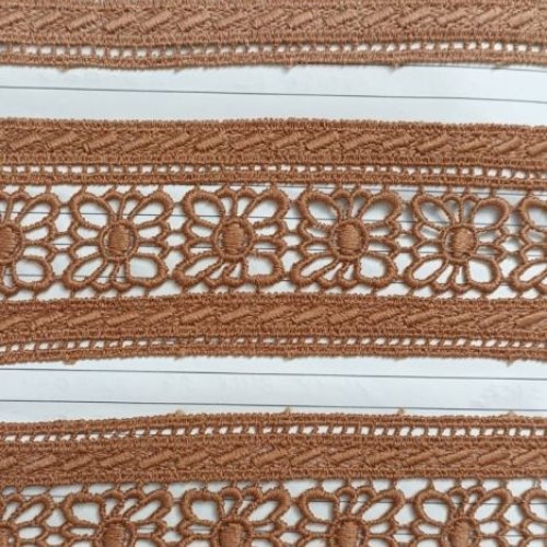 Decorative Brown Stitching Floral Lace