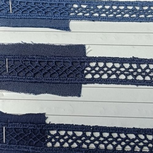 Multi Motif Navy Blue Crochet Pattern Polyester Lace