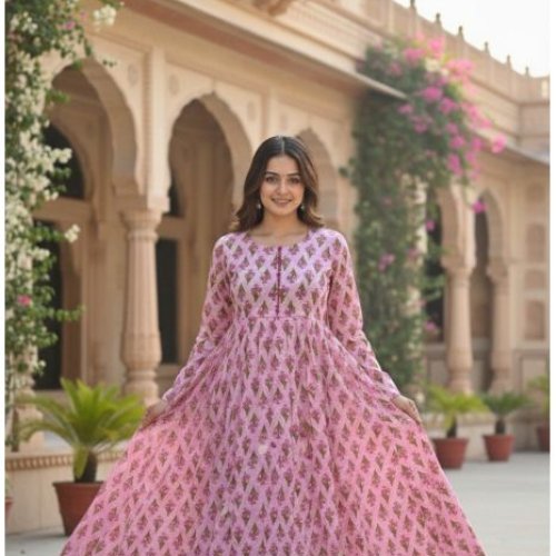 Cotton Printed Anarkali Kurti Set