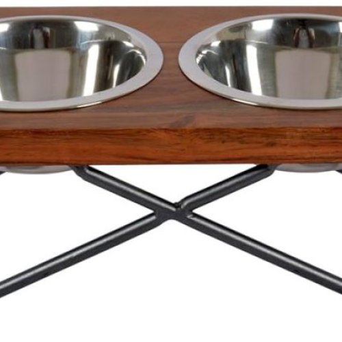 2 Bowl Wood PET Stand Feeder