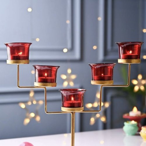 5 Holder Metal Tealight Candle Stand