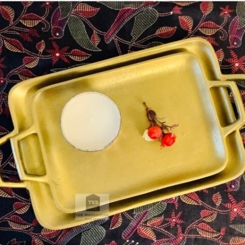 Aluminium Rectangular Golden Serving Tray Set