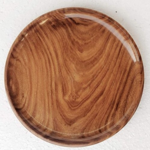Brown Round Wooden Plate