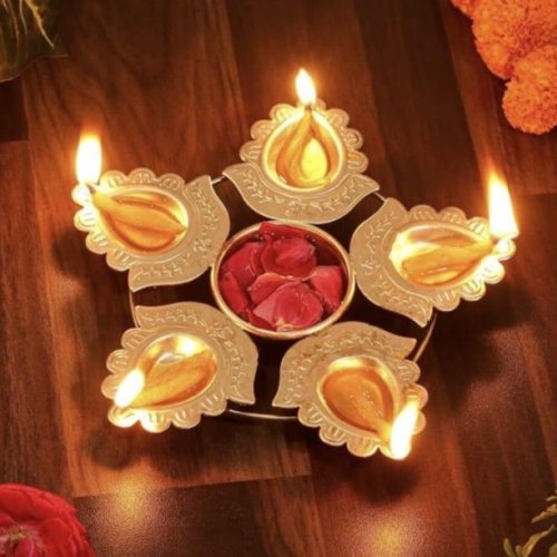 Diwali Golden Iron Diya Urli