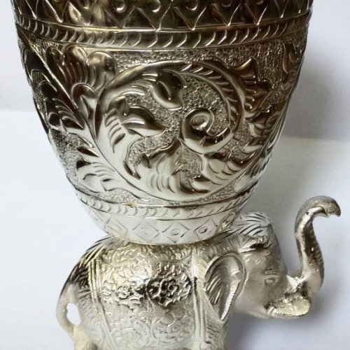 Stand Glass German Silver Elphaphant Statue