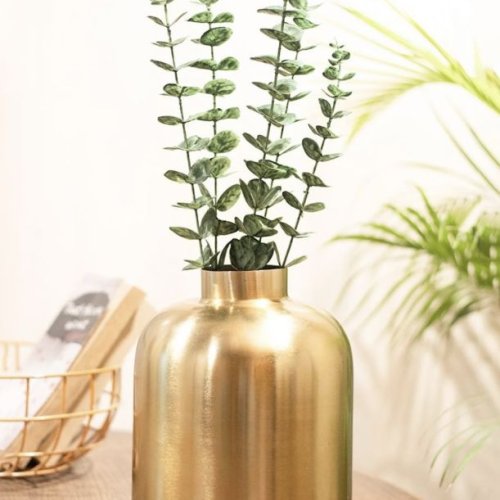 Golden Cylindrical Flower Vase