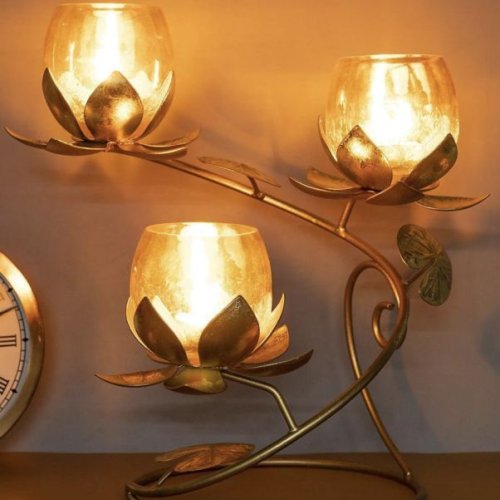 Golden Tea Light Candle Holder