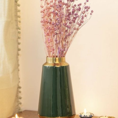 Green Gold Plated Flower Vase