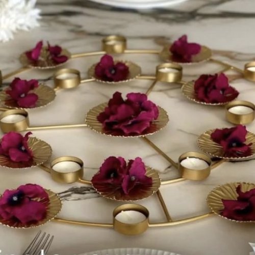 Iron Golden Diwali Tea Light Candle Holder