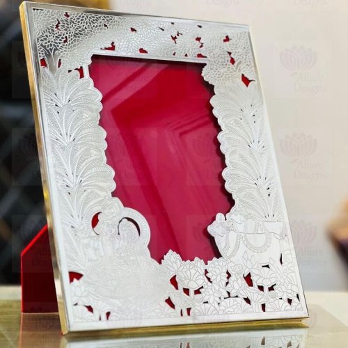 Red Pichwai Design Table Photo Frame