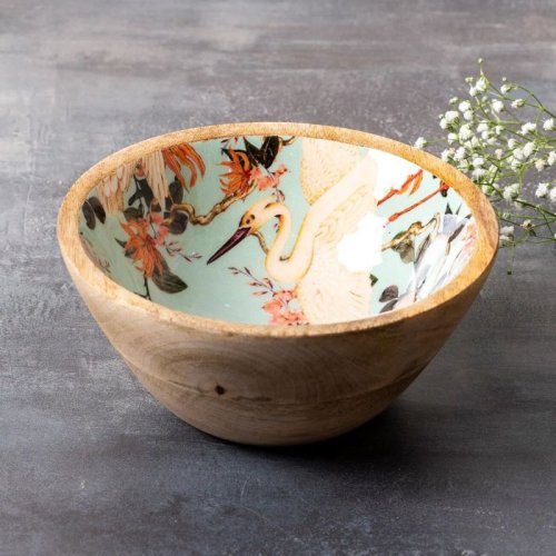 Round Printed Wooden Bowl