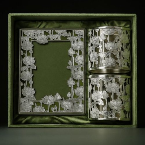 Silver Lotus Motif Gift Box Set