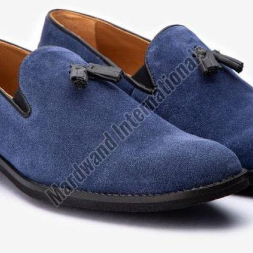 Handmade Blue Premium Leather Loafer Shoes