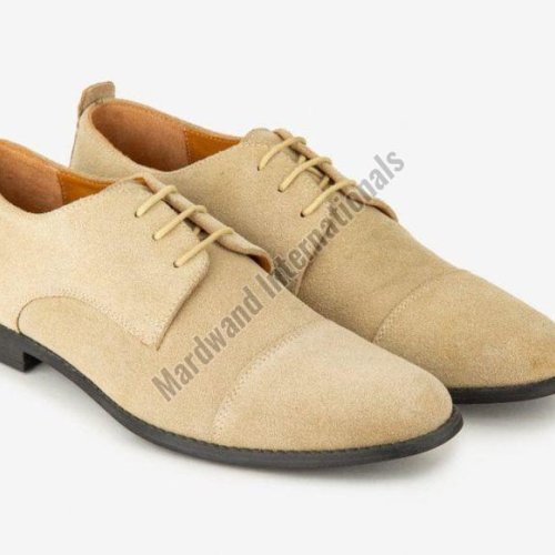 Beige Handcrafted Premium Leather Lace Up Shoes