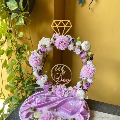 Engagement Ring Platter With Voilet Lavender Decoration