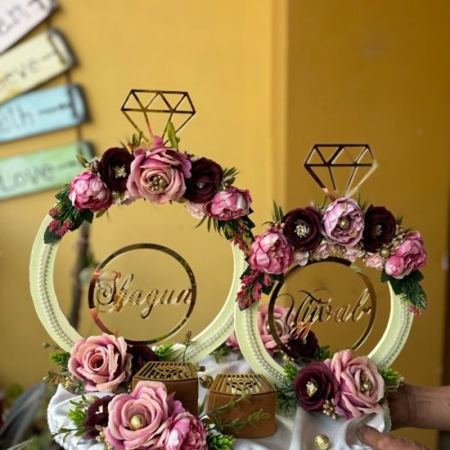 Golden Wedding Engagement Ring Platters