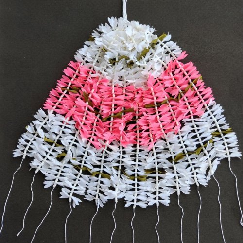 White and Pink Artificial Fabric Gajra