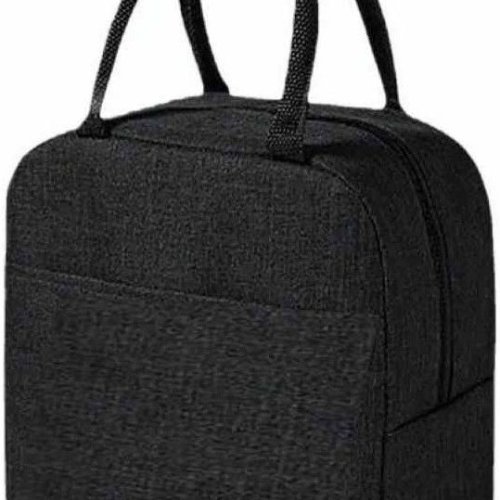 Black Rexine Lunch Box Bag