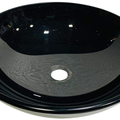 Oval Black Glossy Ceramic Wash Basin