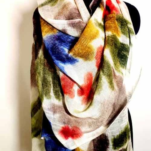Cotton Linen Hand Printed Lightweight Stole