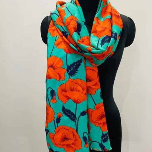 Cotton Silk Digital Printed Floral Pattern Scarves