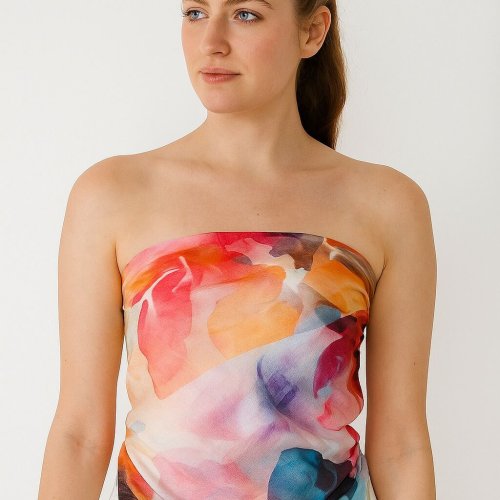 Cotton Silk Square Modern Art Scarf