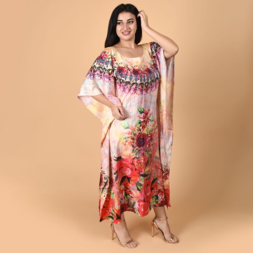 Floral Print Rayon Ladies Kaftan