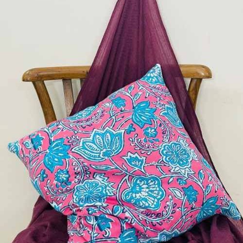 Printed Cotton Flowers Print Cushion Cover