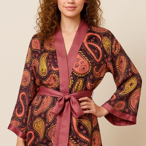 Printed Modal Satin Ladies Kimono