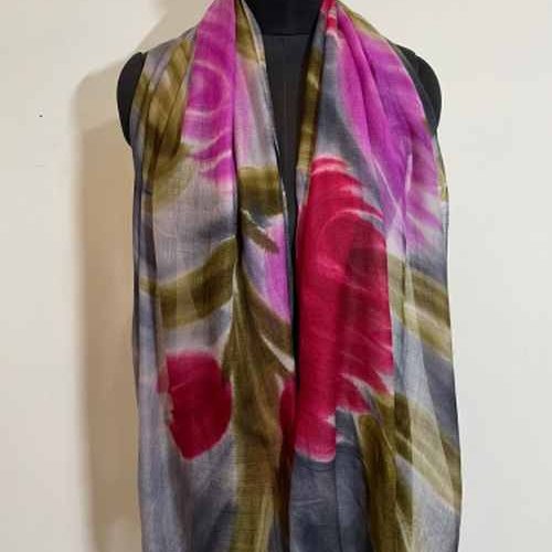 Wool Hand Printed Modern Art Scarve