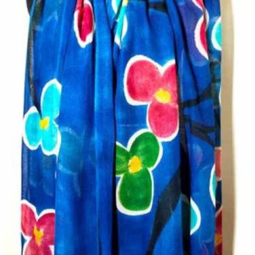 wool hand printed splash flower scarves