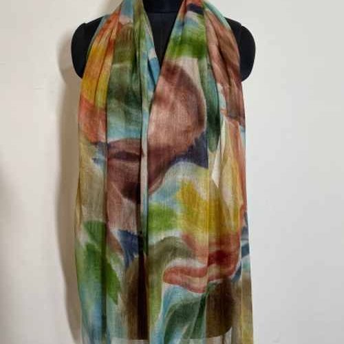 Wool Silk Hand Printed Designer Scarve