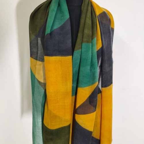 Wool Silk Hand Printed Nature Inspired Scarve