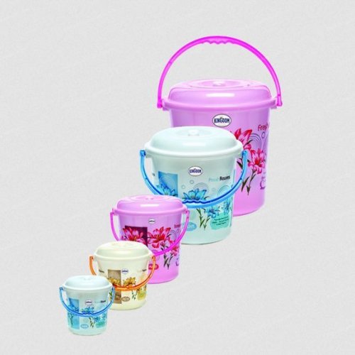 Printed Flora Plastic Bucket with Lid