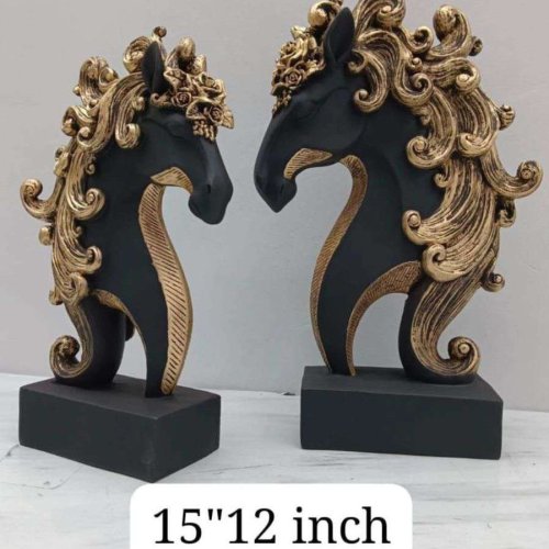 Golden Hair Black Horse Statue