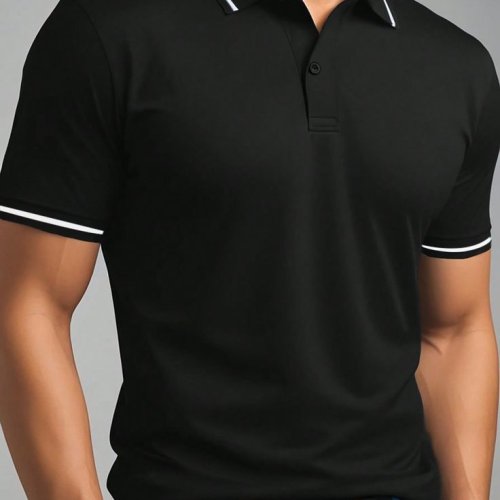 Mens Ribbed Collar T-Shirt