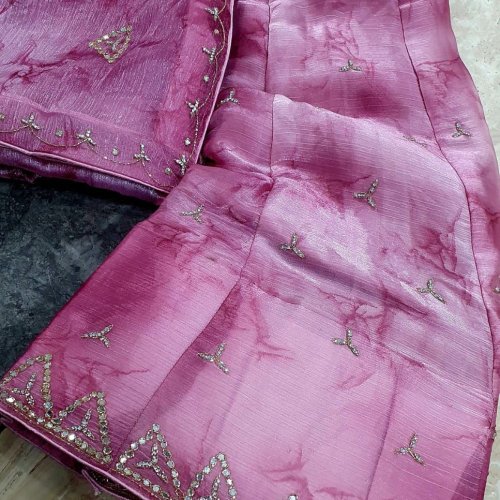 Deep Magenta Crushed Designer Saree