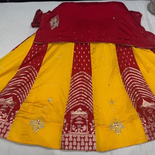 Dual Tone Embroidered Semi Stitched Lehenga Choli