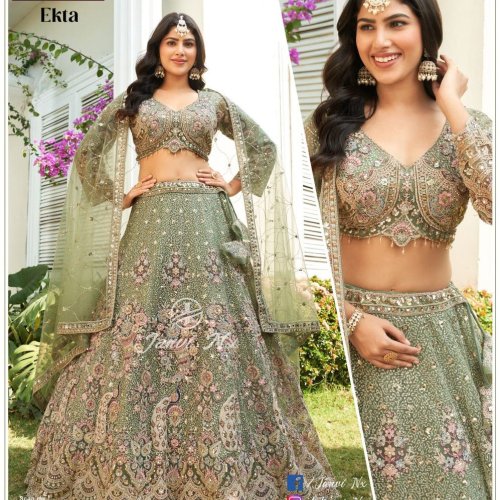 Exclusive Crafted Gorgette Net Embroidered Lehenga