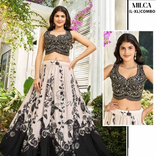 Floral Cotton Embroidered Wedding Lehenga